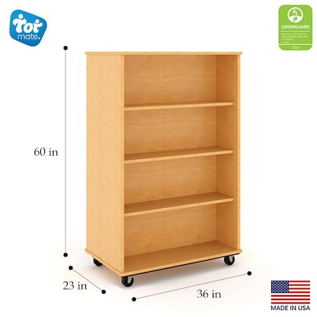 Tot Mate Mobile Wood Cabinet, Maple, 36 in W x 36 in L x 60 in H x 23 in D TMM613.A.M0577