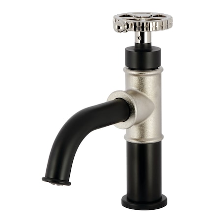 Kingston Brass One-Handle Single-Hole Bathroom Faucet with Push Pop-Up Drain, Matte Black/Polished Nickel KS2826CG
