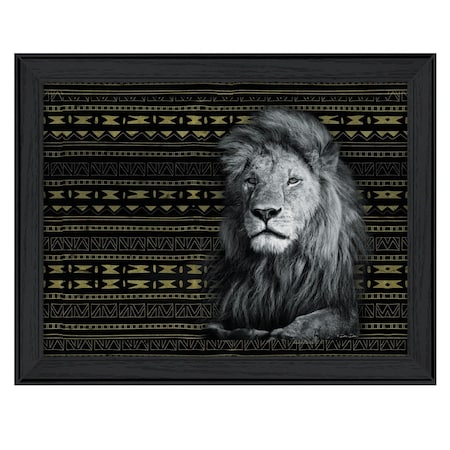Homeroots Patterned Lion Black Framed Print Wall Art 404848