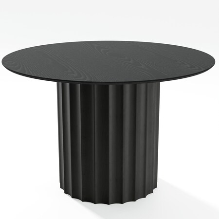 Homeroots 46" Black Solid Wood Pedestal Base Round Top Dining Table 721076