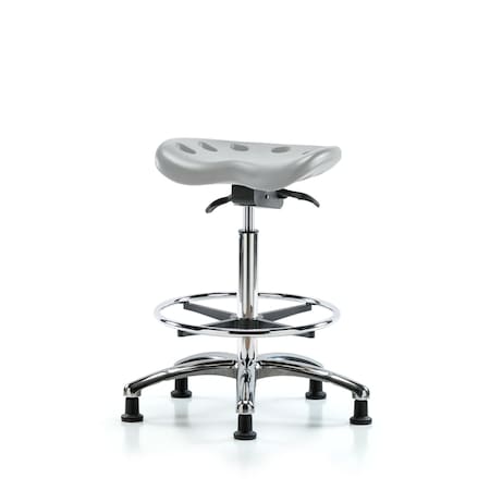 Blue Ridge Ergonomics Polyurethane Tractor Sit-Stand Chrome with Chrome Foot Ring in Gray Polyurethane PTHBST-CR-CF-RG-GRY