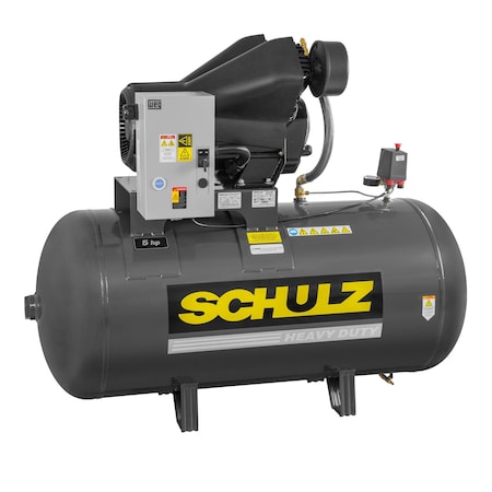 Schulz DIRECT DRIVE AUDAZ 5HP 80-GALLON TWO-STAGE AIR COMPRESSOR 230V 1-PHASE - HORIZONTAL TANK 932.9372-0