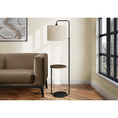 Monarch Specialties Lighting, 67''h, Floor Lamp, Usb Port Included, Black Metal, Ivory / Cream Shade, Contemporary I 9753