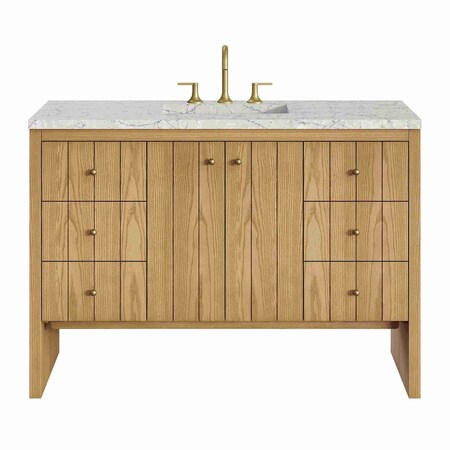 James Martin Vanities 48" S Vanity, Light Natural Oak w/Eternal Jasmine Pearl Top w/FreePower Wireless Charger 435-V48-LNO-FEJP