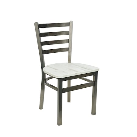 Bfm Seating Lima Ladder Back Chair - Antique Wash Relic Seat - Steel Frame - Clear Coat Finish 2160CAWR-CL