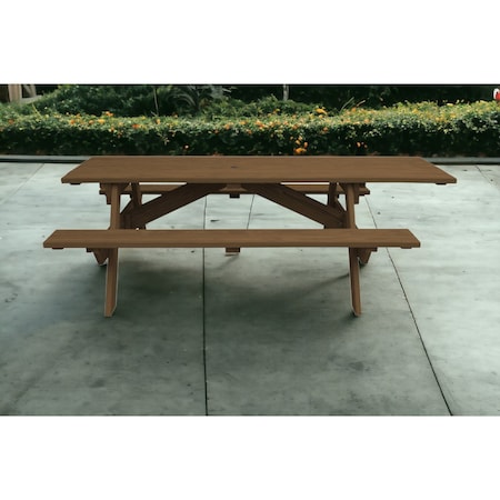 Homeroots 94" Brown Solid Wood Outdoor Picnic Table with Umbrella Hole 525023