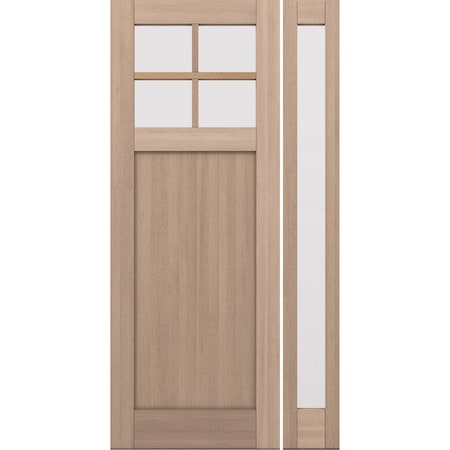 Doornmore CRF-P1G4, 51.5" x 98" ( 36" Door + 12" Side) Left Hand, Mahogany SDL 4 Lite Exterior Door CRF-P1G4-SW-3696-G101-SL_1-1_LI
