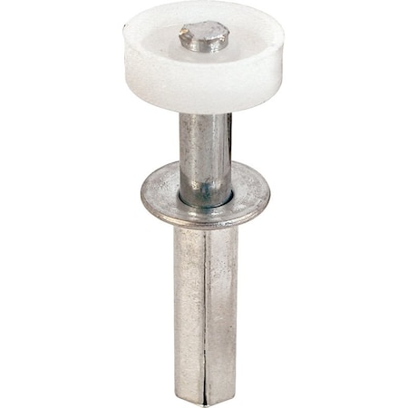 Prime-Line Door Roller, 7/8 in Dia Roller, 1/4 in W Roller, Nylon/Steel, Silver, 1-Roller, 50 lb, Top Mounting N 6544