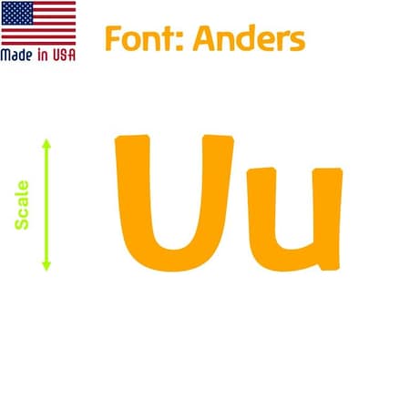 Aacc Self-Adhesive Vinyl Letter: u, Scale: 11 in. Color: Orange Font: Anders by, 8PK AACC-Anders-lu-Orange-I11x8