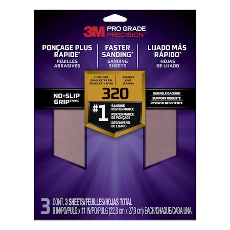 3M 3M Faster Sanding Sanding Sheets 320 grit X-Fine, 9 in x 11 in, 20PK 26320TRI-3