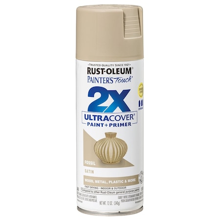 Ultra Cover 2X 12 Oz Rust-Oleum Painter's Touch 2X Fossil Ultra Cover Paint + Primer Spray Paint, Satin 334067