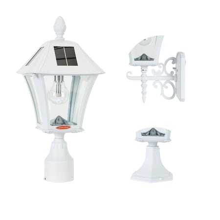 Gama Sonic Baytown Bulb Solar Lamp, Wall/Pier/3 in. Fitter Mounts, White 106B50233