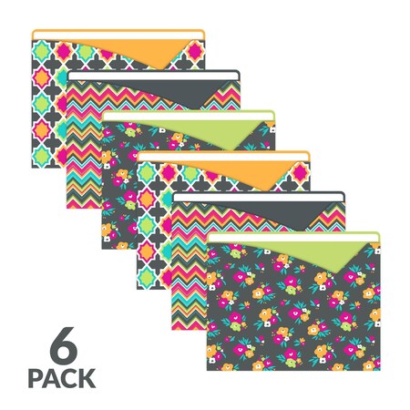 C-Line Products 8-1/2" x 11" Assorted Bold Basics Write-On File Jackets, 6/PK 63550