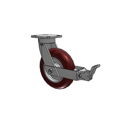 Albion kingpinless-8x2-maroon-Caster-face-brake 110AX08228SFBB