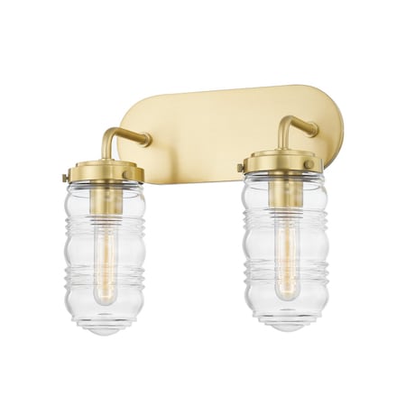 Mitzi Clara 2 Light Bath And Vanity 14.25 In. Aged Brass H124302-AGB