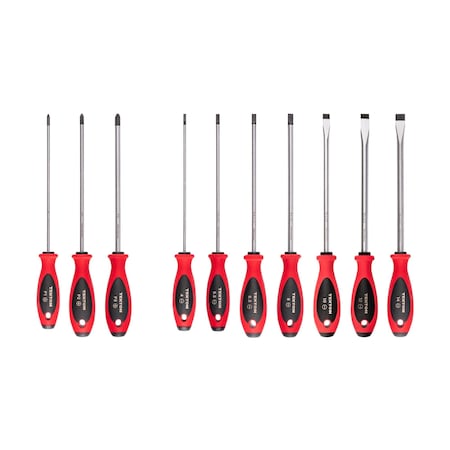 Tekton Phillips and Slotted Screwdriver Set - 8 Inch Shanks, 10-Piece (#1 - #3, 4 - 14 mm) DWZ90008