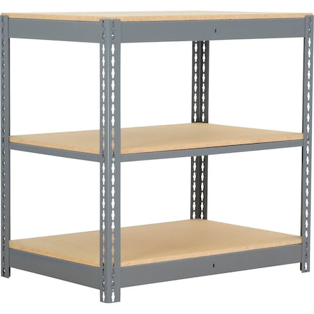 Global Industrial 3 Shelf, Commercial Duty Boltless Shelving, Starter, 36"W x 24"D x 36"H, Wood Deck B3165900