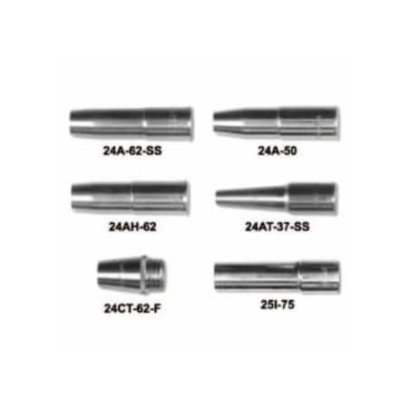 Tweco 25 Series Nozzles, Coarse Thread, 1/8 in. Tip Recess, 1/2 in, For No. 5 Gun 358-1250-1410