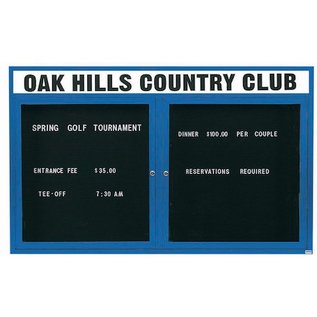 Aarco Outdoor Enclosed Directory w/ Al Frame Header, Powder Coated Blue, 48''Hx72''W OADC4872HB