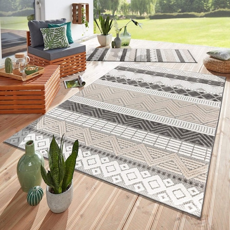 World Rug Gallery Contemporary Boho Indoor/Outdoor Area Rug 10 ft x 14 ft Gray 5559GRAY10X14