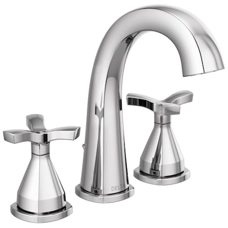 Delta Stryke Two Handle Widespread Bathroom Faucet, 5.81 in, Lumicoat Chrome 357756-PR-MPU-DST