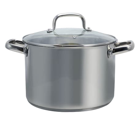 Oster Adenmore 8 Quart Stainless Steel Stock Pot with Tempered Glass Lid 108112.02