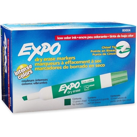 Expo Dry Erase Marker, Chisel Tip, Green PK12 Low Odor 80004
