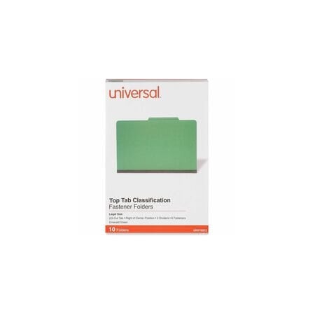 Universal Classification Folder, Lgal, 6S, Green, 10PK UNV10312