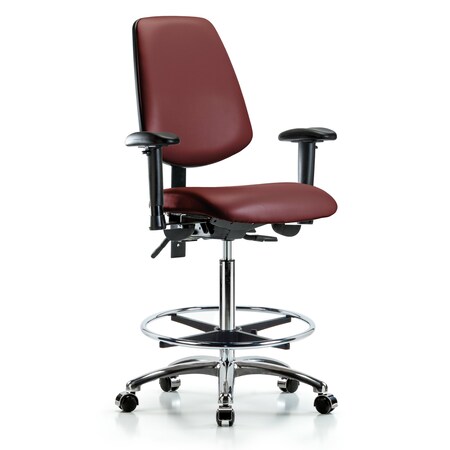 Blue Ridge Ergonomics Vinyl Chair, Vinyl, Adjustable Arms BR-VHBCH-MB-CR-T0-A1-CF-CC-8815