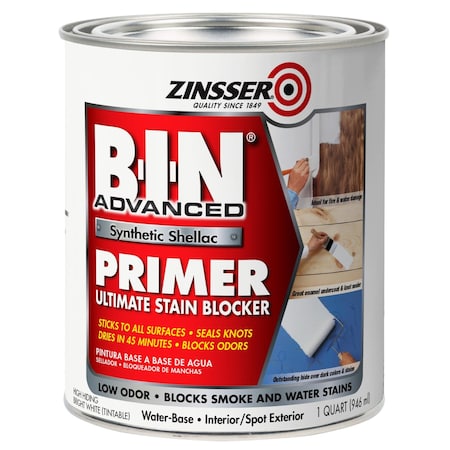 Zinsser B-I-N Advanced Synthetic Shellac Primer, Bright White, 1 Quart 271009