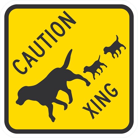 Lyle Caution Dog & Puppies Crossing (W/Graphic), 12x12, Engineer Grade, Yellow G-2026-EG_12x12