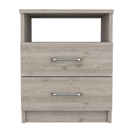 Homeroots 20" Light Gray Wood Two Drawer Nightstand 477927