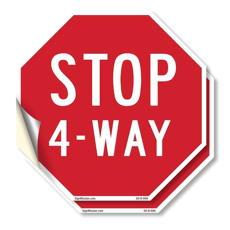 Signmission Stop 4-way, 10 inch X 10 inch, Vinyl Decal, 2PK OC-D-2PACK-10-8