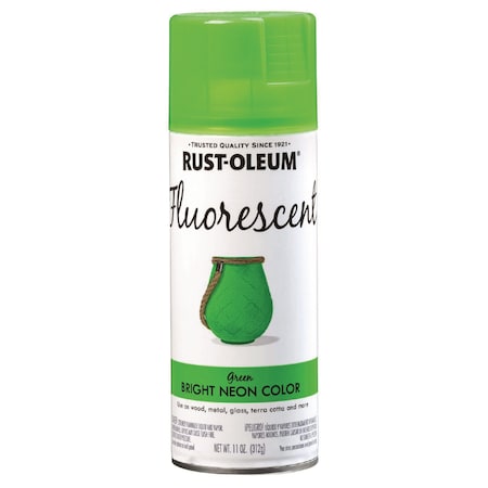 Rust-Oleum Specialty Fluorescent Spray Paint, Flat Fluorescent Green, 11oz Aerosol Can 342417