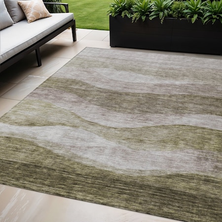 Homeroots 5' X 8' Taupe And Beige Abstract Washable Indoor Outdoor Area Rug 605002