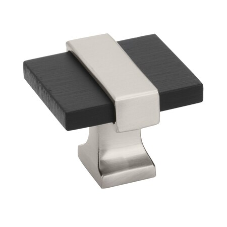 Amerock Overton 1-3/8 in 35 mm Length Brushed Matte Black/Satin Nickel Cabinet Knob BP36680BMBG10