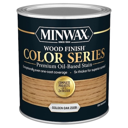 Minwax Wood Finish Color Series Interior Wood Stain, Semi-Transparent, Golden Oak, Liquid, 1 qt 800001000