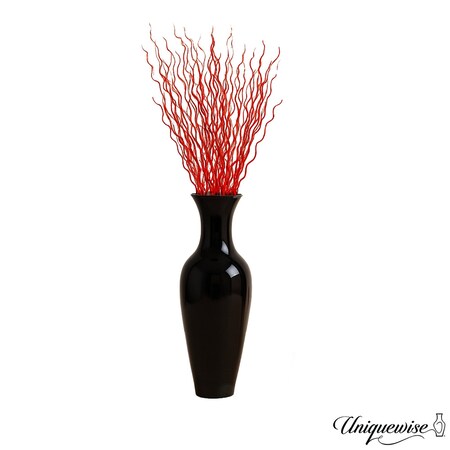 Uniquewise 37in Tall Decorative Black Flared Bamboo Floor Vase with 12-Piece 59in Natural Dried Red Mulberry QI004233.K1