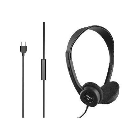 Maxell HP101 FOAM CUP HEADPHONE WITH TYPE-C CONNECTION AND INLINE MIC, 4FT CORD 197326