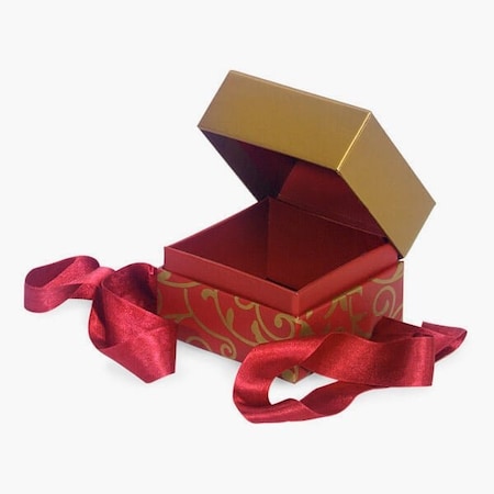 Nashville Wraps Elegant Red Scroll Ribbon Window Box, Petite 3.75x3.75x3, 18PK BFB1ERS
