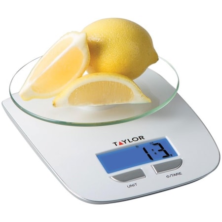 Taylor 11 lbs Glass Platform Digital Kitchen Scale, White 384521
