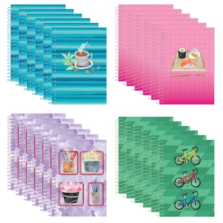 Roaring Spring Case of Notebooks, Wirebound, 7"x5", 80 sht, Recycled Pastel Paper, Personal Size, Asstd. Cover, PK24 12511cs