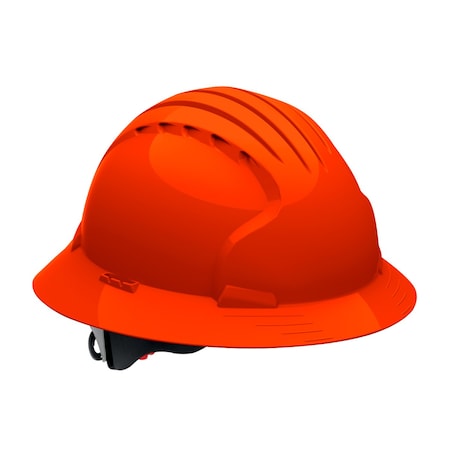 Jsp Full Brim Hard Hat with HDPE Shell, 6-Point Polyester Suspension and Wheel Ratchet Adjustment 280-EV6161-OR