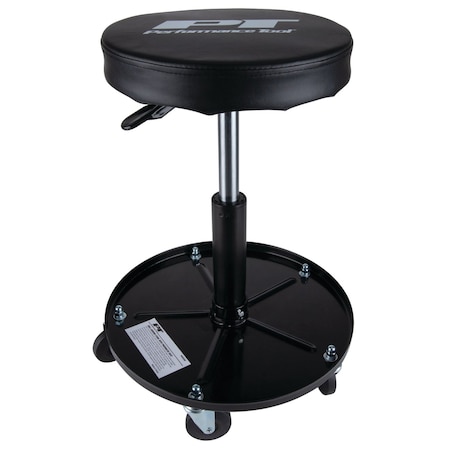 Performance Tool Pneumatic Shop Stool, Rolling Tray Casters Padded Seat W85008