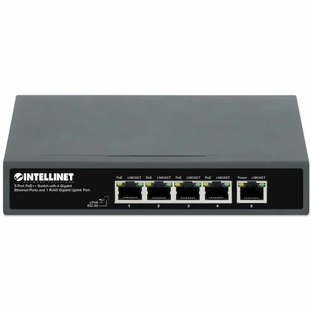 Intellinet Network Solutions 5-PORT POE+ SWITCH WITH 4 GIGABIT ETHERNET PORTS AND 1 RJ45 GIGABIT UPLINK PORT 562010