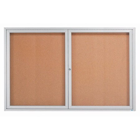 Aarco Enclosed Natural Pebble Grain Cork Bulletin Board w/ Clear Satin Anodized Al Frame, 48''Hx72''W DCC4872R