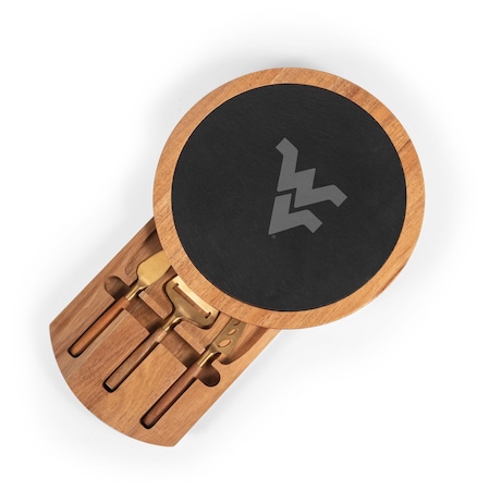 Picnic Time Family Of Brands NCAA West Virginia Mountaineers Insignia Acacia and Slate Cheese Board & Knife Set 959-00-512-833-0