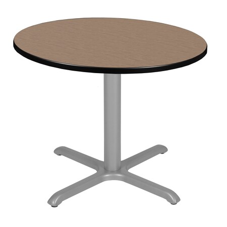 Regency Round Cain Medium X-Base Breakroom Table, 42 in W, 42 in L, Noble Oak TB42RNDNOGY