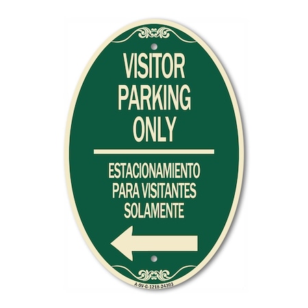Signmission Bilingual Reserved Parking Sign Visitor Parki, 12 In X 18 In Architectural, Heavy Gauge Aluminum A-OV-G-1218-24303