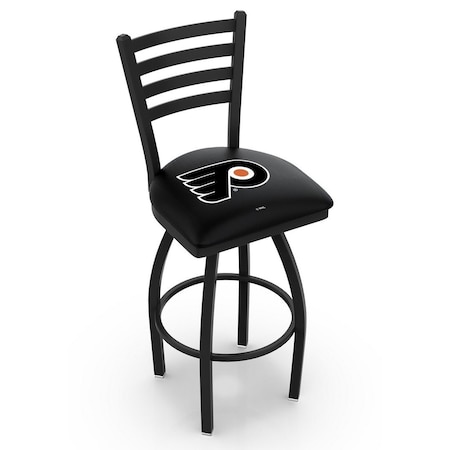 Holland Bar Stool Co 36" Blk Wrinkle Philadelphia Flyers Swivel Bar Stool, Ladder Back L01436PhiFly-B